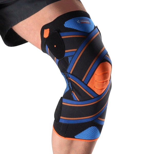 Genouillère ligamentaire tricotée avec bandes strapping