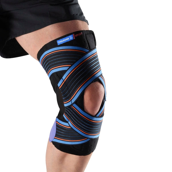 Genouillère ligamentaire de sport neoprene ouverte avec bandes strapping