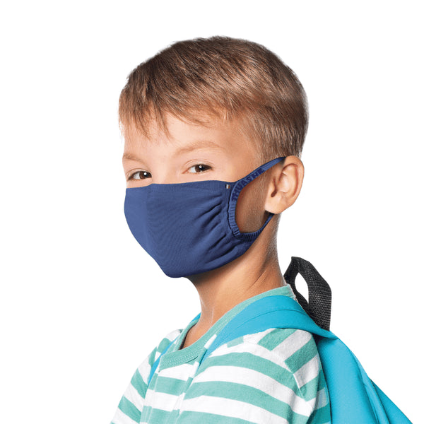 Masque bouche-nez coton bleu pour enfant